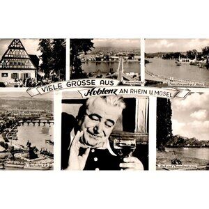 Vintage 1956 German Postcard from Koblenz Vintage - Postmark from Germany to New